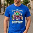 Halloween Teacher Zombie Reading Is Good For Brains Men's Casual T-Shirt Royal Blue Halloween Teacher Zombie Reading Is Good For Brains Men's Casual T-Shirt Royal Blue