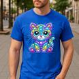 Happy Dot Day Colorful Polka Dot Cat Kitten Teachers Kids Men's Casual T-Shirt Royal Blue Happy Dot Day Colorful Polka Dot Cat Kitten Teachers Kids Men's Casual T-Shirt Royal Blue
