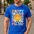 Happy Fri-Yay Groovy Teacher Friday Weekend Fri Yay Men's Casual T-Shirt Royal Blue
