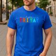Happy Fri Yay Teacher Friday Men's Casual T-Shirt Royal Blue Happy Fri Yay Teacher Friday Men's Casual T-Shirt Royal Blue