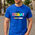 Happy Friyay Teacher School Friday Weekend Vibes Men's Casual T-Shirt Royal Blue Happy Friyay Teacher School Friday Weekend Vibes Men's Casual T-Shirt Royal Blue
