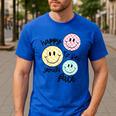 Happy To See Your Face Smile Face Teacher Back To School Men's Casual T-Shirt Royal Blue