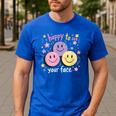 Happy To See Your Face Smile Face Teacher Back To School Men's Casual T-Shirt Royal Blue Happy To See Your Face Smile Face Teacher Back To School Men's Casual T-Shirt Royal Blue