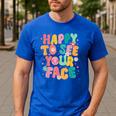 Happy To See Your Face Teacher Disco Ball Back To School Men's Casual T-Shirt Royal Blue