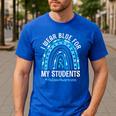 Happy Teacher I Wear Blue For My Students Autism Awareness Men's Casual T-Shirt Royal Blue