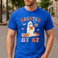 Haunted By 67 Boo Ghost Teacher 6 7 Halloween Costume Men's Casual T-Shirt Royal Blue Haunted By 67 Boo Ghost Teacher 6 7 Halloween Costume Men's Casual T-Shirt Royal Blue
