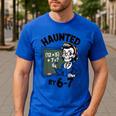 Haunted 67 Skeleton Math Teacher Halloween Costume Math Pun Men's Casual T-Shirt Royal Blue