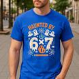 Haunted By 6x7 Math Teacher Halloween Pun Men's Casual T-Shirt Royal Blue