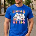 Haunted By My TBR Cute Ghosts Book Reading Teacher Halloween Men's Casual T-Shirt Royal Blue