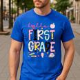 Hello First Grade Teacher Coquette Pencil Bow Back To School Men's Casual T-Shirt Royal Blue Hello First Grade Teacher Coquette Pencil Bow Back To School Men's Casual T-Shirt Royal Blue