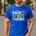 Hello First Grade Team 1st Grade Back To School Teacher Kids Men's Casual T-Shirt Royal Blue