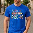Hello Pre-K Pencil Teacher Student Tie Dye Men's Casual T-Shirt Royal Blue Hello Pre-K Pencil Teacher Student Tie Dye Men's Casual T-Shirt Royal Blue