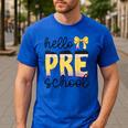Hello Pre-K Preschool Back To School First Day Teacher Kids Men's Casual T-Shirt Royal Blue Hello Pre-K Preschool Back To School First Day Teacher Kids Men's Casual T-Shirt Royal Blue