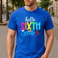 Hello Sixth Grade Cute Back To School 6th Grade Teacher Kids Men's Casual T-Shirt Royal Blue Hello Sixth Grade Cute Back To School 6th Grade Teacher Kids Men's Casual T-Shirt Royal Blue