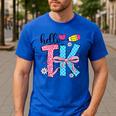Hello TK Transitional Kindergarten Back To School Teacher Men's Casual T-Shirt Royal Blue Hello TK Transitional Kindergarten Back To School Teacher Men's Casual T-Shirt Royal Blue
