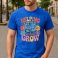 Helping Little Minds Grow Teacher First Day Back To School Men's Casual T-Shirt Royal Blue Helping Little Minds Grow Teacher First Day Back To School Men's Casual T-Shirt Royal Blue