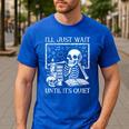 I'Ll Just Wait Until It's Quiet Skeleton Halloween Teacher Men's Casual T-Shirt Royal Blue