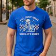 I'Ll Just Wait Until It's Quiet Skeleton Teacher Men's Casual T-Shirt Royal Blue