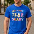 Inclusion Isn't Scary Ghost Halloween SLP Sped Teacher Men's Casual T-Shirt Royal Blue