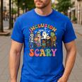 Inclusion Isn't Scary Ghost Mummy Halloween SLP Sped Teacher Men's Casual T-Shirt Royal Blue Inclusion Isn't Scary Ghost Mummy Halloween SLP Sped Teacher Men's Casual T-Shirt Royal Blue