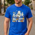 Inclusion Isn't Scary Mummy Boo Ghost Halloween SLP Teacher Men's Casual T-Shirt Royal Blue Inclusion Isn't Scary Mummy Boo Ghost Halloween SLP Teacher Men's Casual T-Shirt Royal Blue