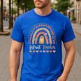 Infant Teacher Leopard Boho Rainbow Appreciation Men's Casual T-Shirt Royal Blue
