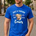 Just A Teacher Who Loves Cows Shirt Cute Highland Cow Men's Casual T-Shirt Royal Blue