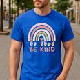 Be Kind ASL Sign Language Deaf SPED Teacher Kids Men Women Men's Casual T-Shirt Royal Blue