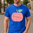 Kindergarten Apple Word Art For Teachers & Students Men's Casual T-Shirt Royal Blue
