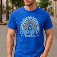 Kindergarten Teacher Leopard Boho Rainbow Back To School Men's Casual T-Shirt Royal Blue Kindergarten Teacher Leopard Boho Rainbow Back To School Men's Casual T-Shirt Royal Blue