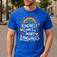 Kindness Comes In Many Languages ESL English Teacher Men's Casual T-Shirt Royal Blue