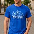 Learn Grow Bloom Wildflowers Appreciation Montessori Teacher Men's Casual T-Shirt Royal Blue Learn Grow Bloom Wildflowers Appreciation Montessori Teacher Men's Casual T-Shirt Royal Blue