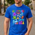 Let's Explore Under The Sea Back To School Student Teacher Men's Casual T-Shirt Royal Blue Let's Explore Under The Sea Back To School Student Teacher Men's Casual T-Shirt Royal Blue