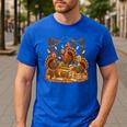Librarian Turkey Reading Book Fall Thanksgiving Teacher Book Men's Casual T-Shirt Royal Blue Librarian Turkey Reading Book Fall Thanksgiving Teacher Book Men's Casual T-Shirt Royal Blue