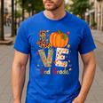 Love 2nd Grade Happy Fall Thanksgiving For 2nd Teacher For Men Women Girls Kids Men's Casual T-Shirt Royal Blue Love 2nd Grade Happy Fall Thanksgiving For 2nd Teacher For Men Women Girls Kids Men's Casual T-Shirt Royal Blue