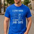 I Love Math And Cats Cat Lover Science Teacher Student Men's Casual T-Shirt Royal Blue