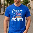 I Love Math Cats And Coffee Heart Mathematics Teacher Men's Casual T-Shirt Royal Blue I Love Math Cats And Coffee Heart Mathematics Teacher Men's Casual T-Shirt Royal Blue