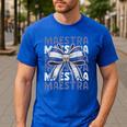 Maestra El Salvador Coquette Bow Hispanic Spanish Teacher Men's Casual T-Shirt Royal Blue