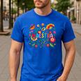Maestra Flowers Spanish Teacher Cinco De Mayo Men's Casual T-Shirt Royal Blue