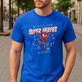 Marvel Spider-Man Teachers Are Super Heroes Men's Casual T-Shirt Royal Blue Marvel Spider-Man Teachers Are Super Heroes Men's Casual T-Shirt Royal Blue