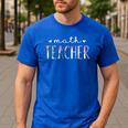Math Teacher Cute Floral Men's Casual T-Shirt Royal Blue