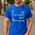 Math Teacher Geometry Angle Pun I'm Yes Always Right Men's Casual T-Shirt Royal Blue