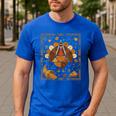 Math Turkey Teacher Thanksgiving Geometric Pi Equation Men's Casual T-Shirt Royal Blue