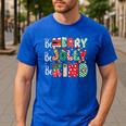 Be Merry Be Jolly Be Kind Merry Christmas Teacher Xmas PJs Men's Casual T-Shirt Royal Blue