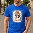 Messy Bun Spooky Teacher Bleached Halloween Teachers Men's Casual T-Shirt Royal Blue Messy Bun Spooky Teacher Bleached Halloween Teachers Men's Casual T-Shirt Royal Blue