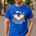 Multilingual Learner Teacher Spooky Halloween ESL Teacher Men's Casual T-Shirt Royal Blue Multilingual Learner Teacher Spooky Halloween ESL Teacher Men's Casual T-Shirt Royal Blue