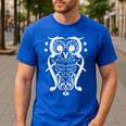 Music Note Owl Shirt Musicians Teacher Birthday Bird Men's Casual T-Shirt Royal Blue