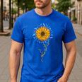 Music Teacher Shirt Sunflower Music Notes Musician Singer Men's Casual T-Shirt Royal Blue Music Teacher Shirt Sunflower Music Notes Musician Singer Men's Casual T-Shirt Royal Blue