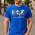 Music Teacher Tie Dye Appreciation Day Hello Back To School Men Women Men's Casual T-Shirt Royal Blue Music Teacher Tie Dye Appreciation Day Hello Back To School Men Women Men's Casual T-Shirt Royal Blue