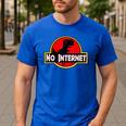 Nerdy No Internet Dinosaur Computer Science Teacher Men's Casual T-Shirt Royal Blue Nerdy No Internet Dinosaur Computer Science Teacher Men's Casual T-Shirt Royal Blue